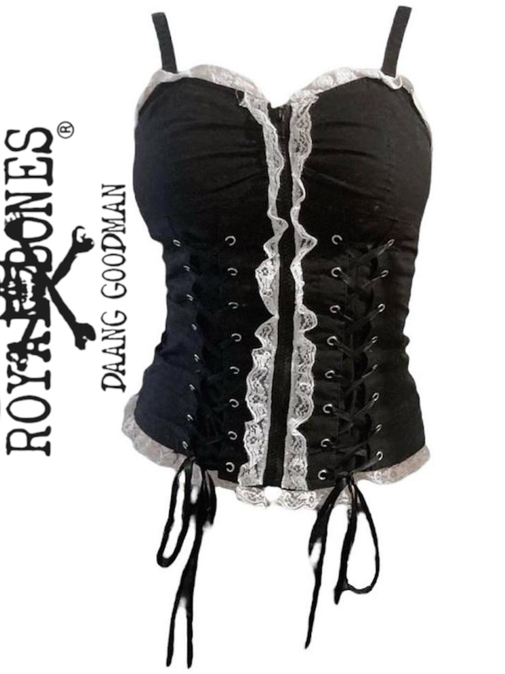 Rare Royal Bones black and white lace corset top